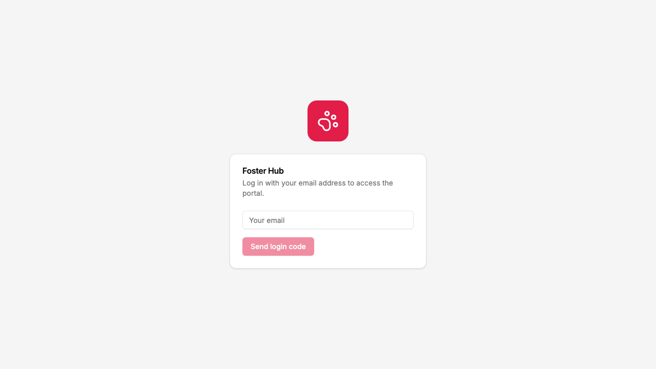 The portal login screen asking for an email to receive a login code