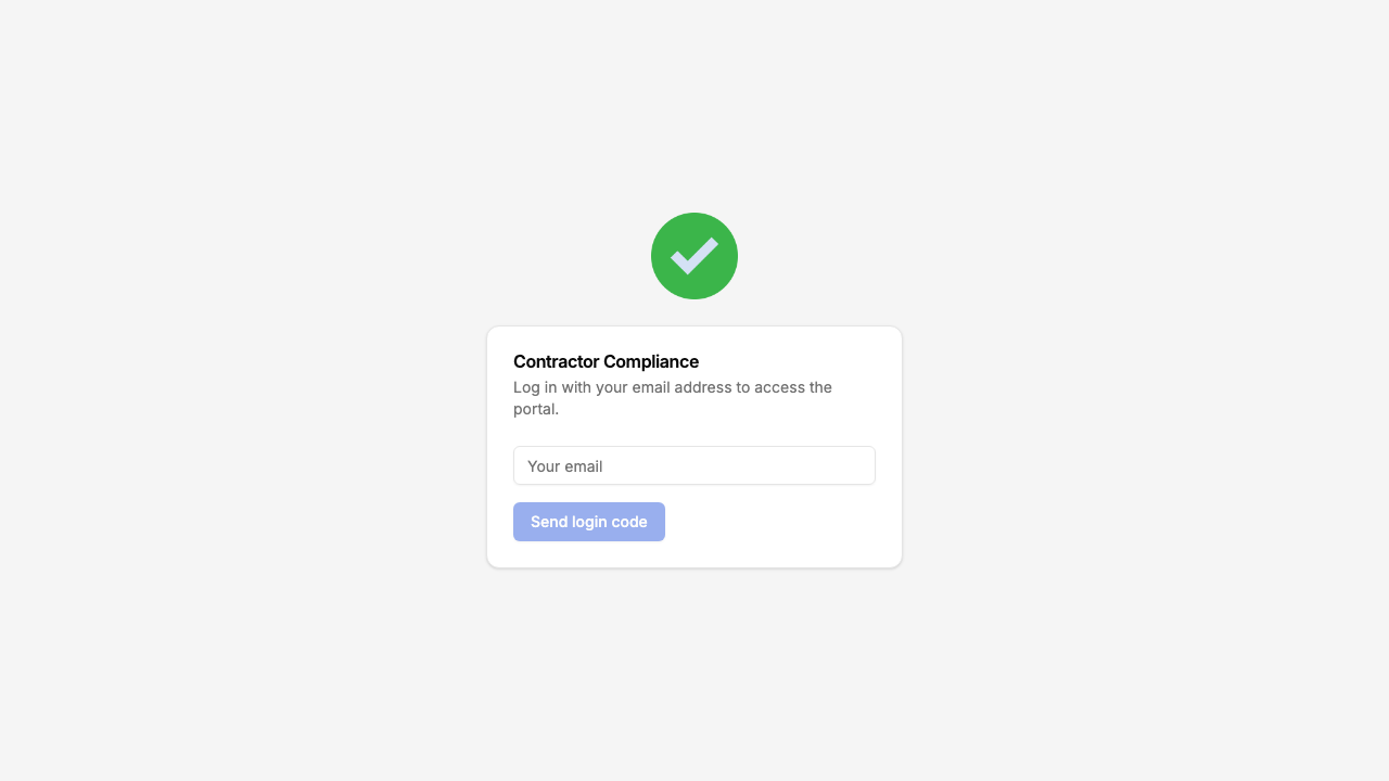 The portal login screen asking for an email to receive a login code