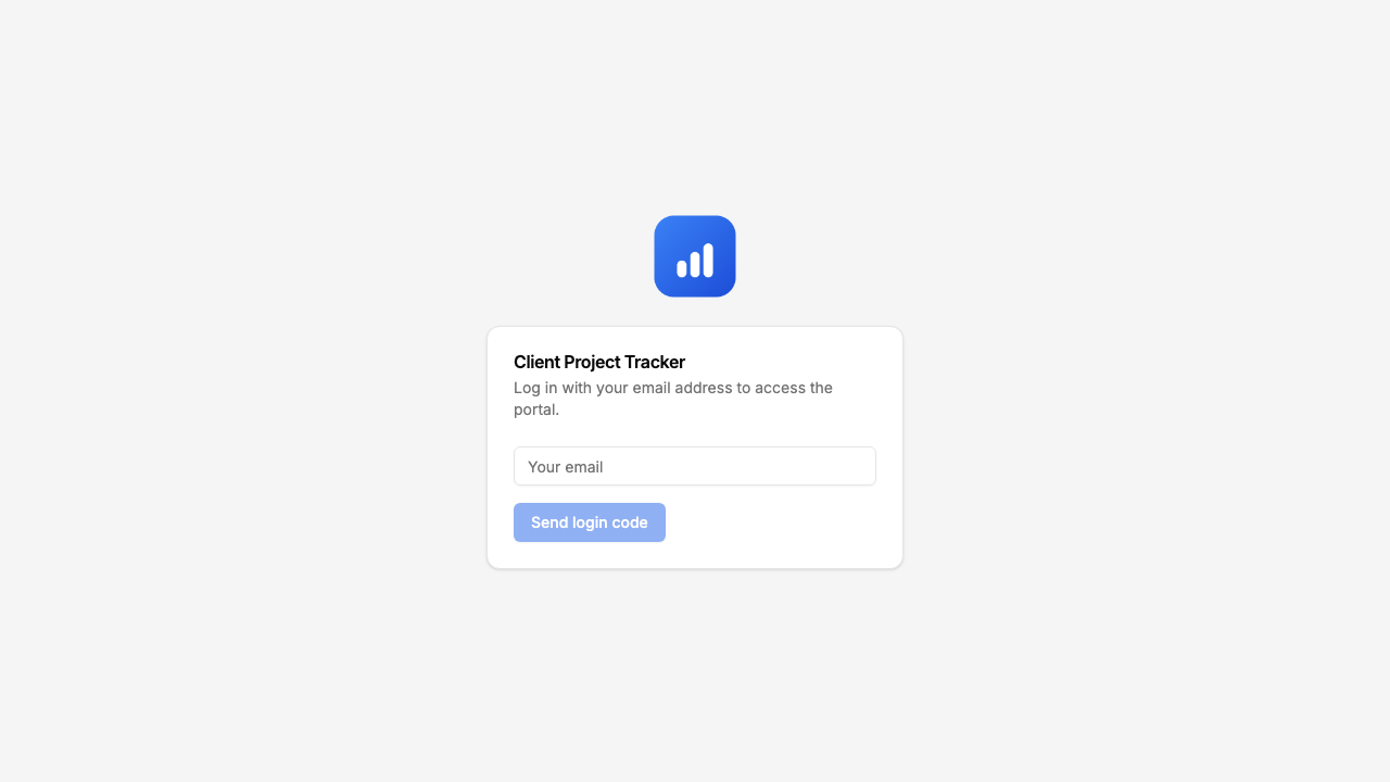 The portal login screen asking for an email to receive a login code