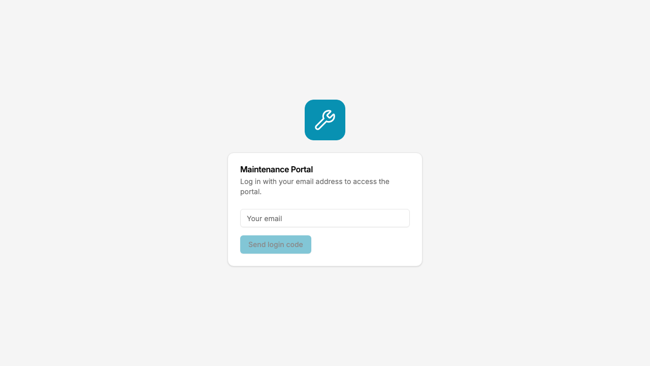 The portal login screen asking for an email to receive a login code