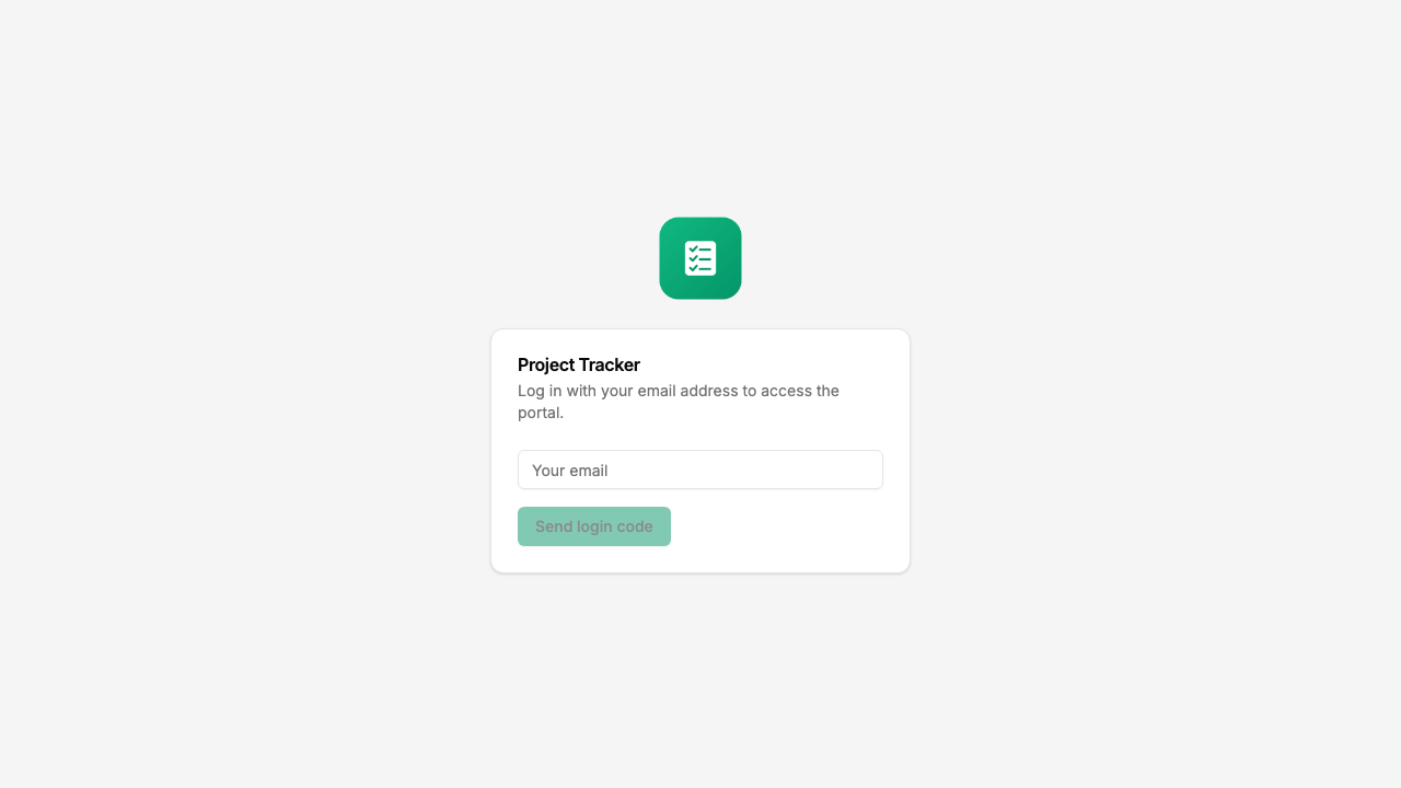 The portal login screen asking for an email to receive a login code