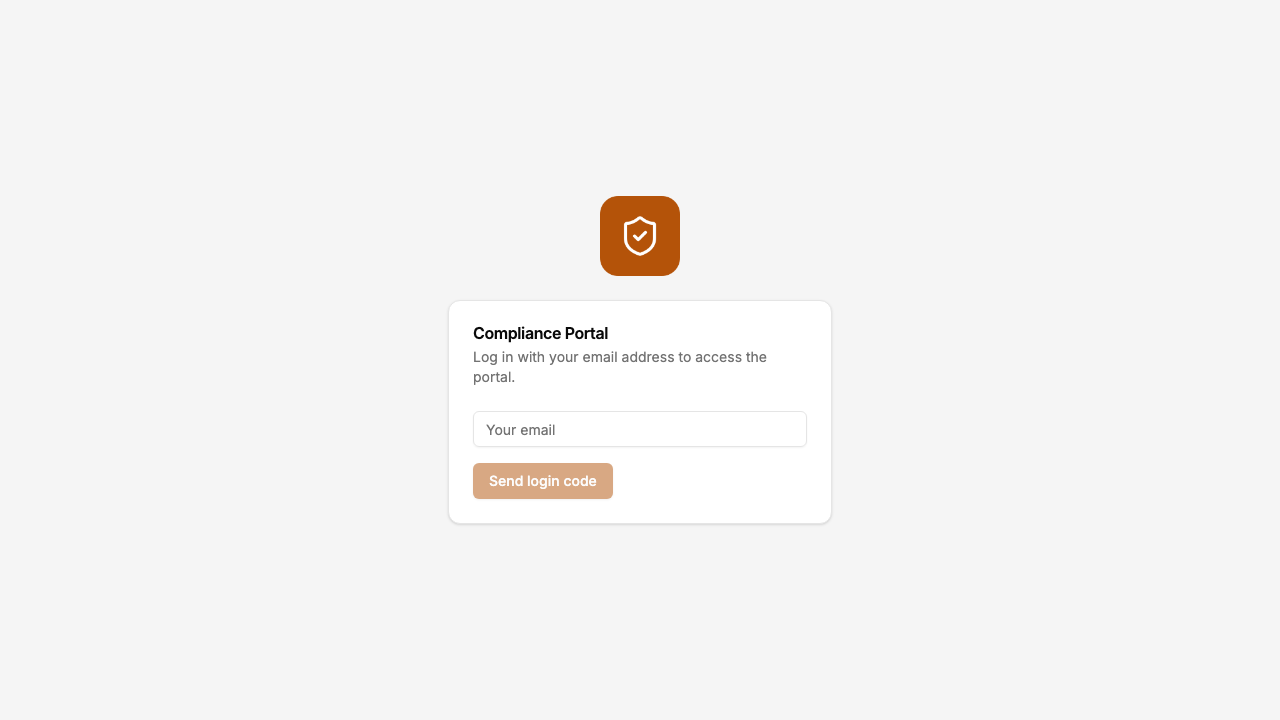The portal login screen asking for an email to receive a login code